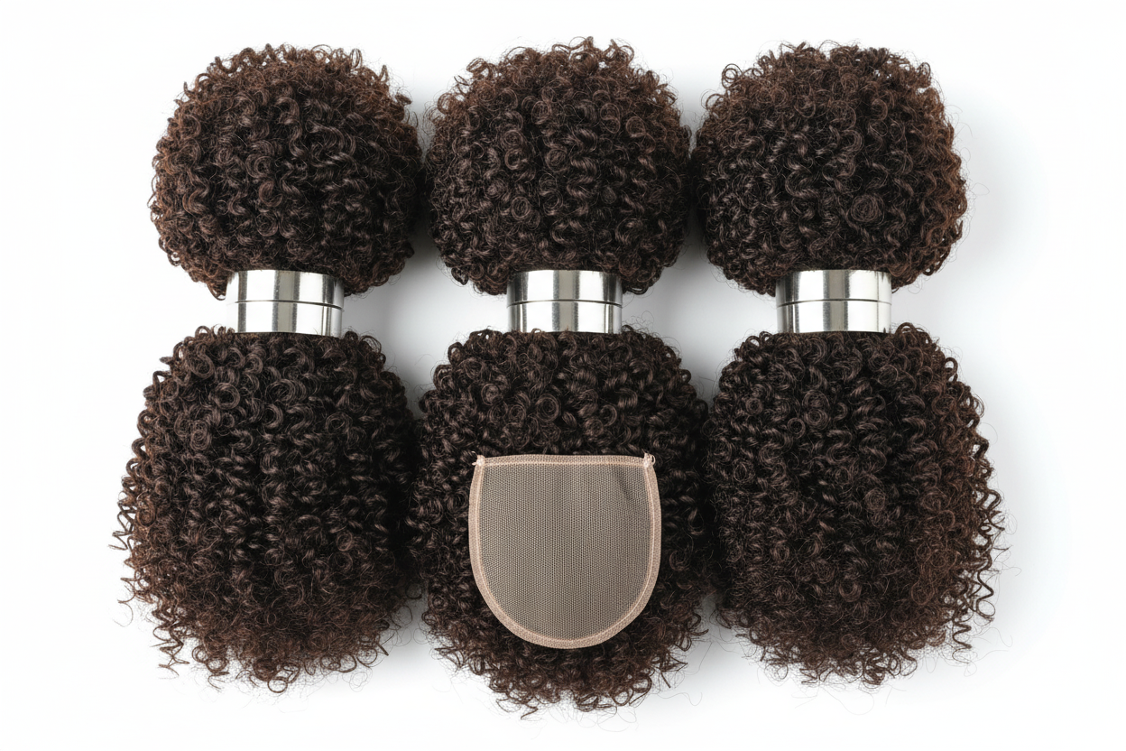 3 SUPER VIRGIN KINKY CURLY BUNDLES AND 5X5 CLOSURE DEAL
