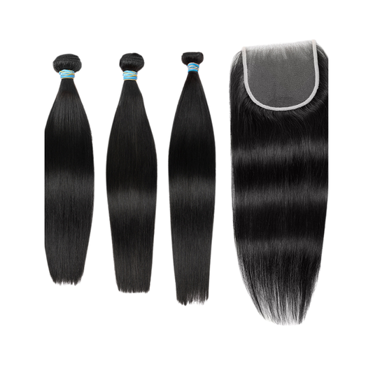 3 SUPER VIRGIN STRAIGHT BUNDLES + 5x5 CLOSURE DEAL